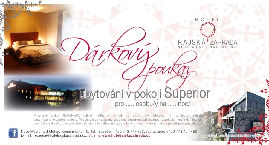 Ubytování v pokoji SUPERIOR pro 2 osoby na 1 noc