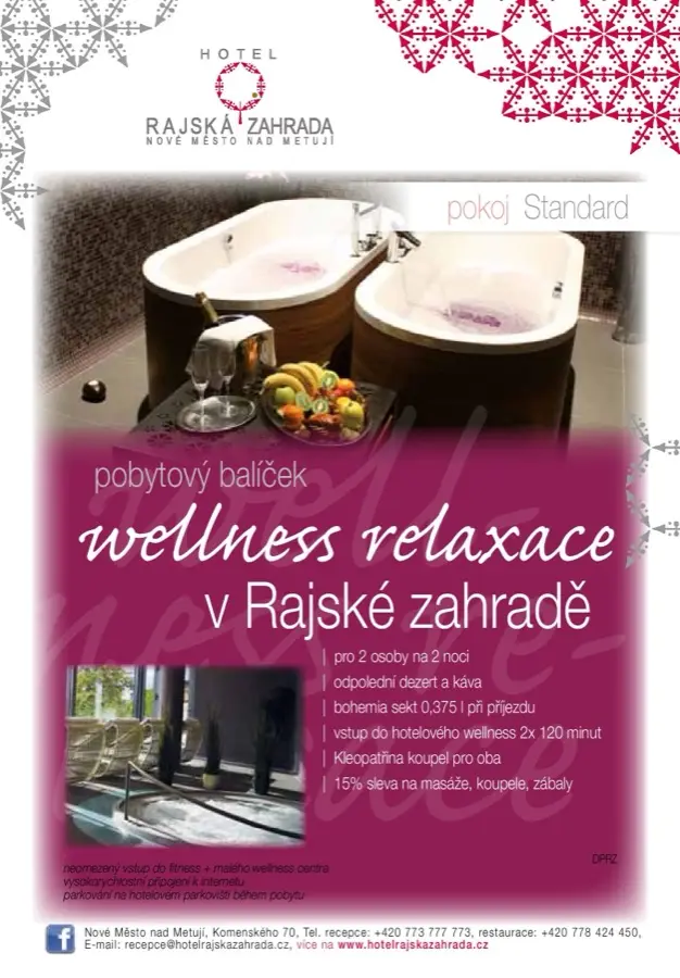 Wellness relaxace v Rajské zahradě - pokoj STANDARD PLUS